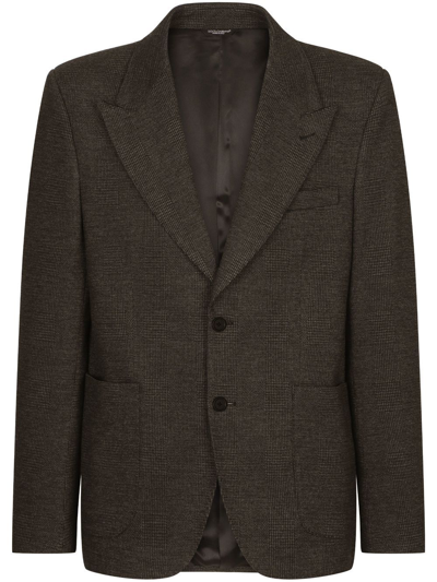 Shop Dolce & Gabbana Glen-plaid Single-breasted Blazer In Grey