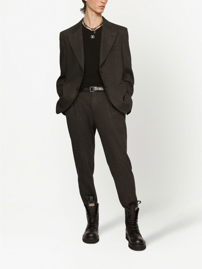 Dolce & Gabbana Check-knit Blazer In Grey