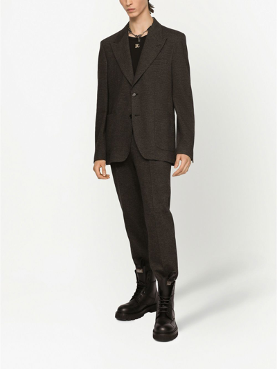 Dolce & Gabbana Check-knit Blazer In Grey