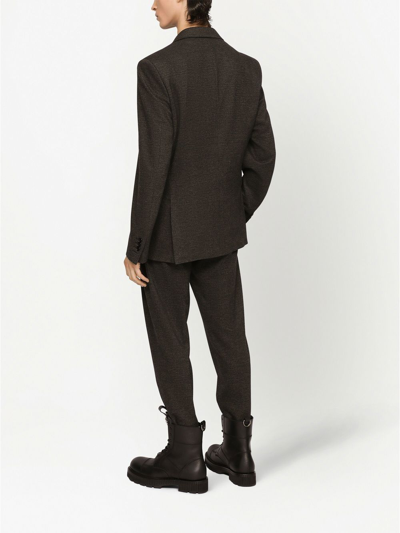 Dolce & Gabbana Check-knit Blazer In Grey