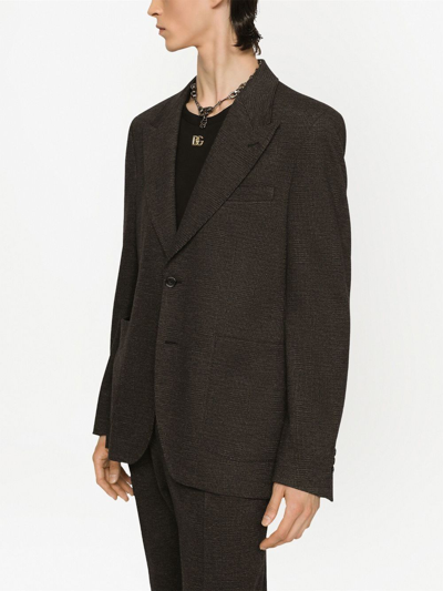 Dolce & Gabbana Check-knit Blazer In Grey
