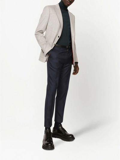 Dolce & Gabbana Cashmere-silk Single-breasted Blazer In Grey
