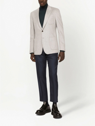 Dolce & Gabbana Cashmere-silk Single-breasted Blazer In Grey