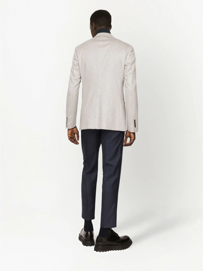 Dolce & Gabbana Cashmere-silk Single-breasted Blazer In Grey