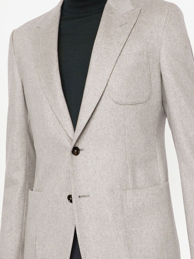 Dolce & Gabbana Cashmere-silk Single-breasted Blazer In Grey
