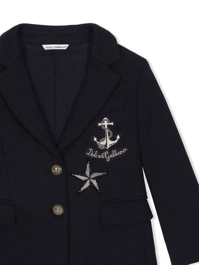 Dolce & Gabbana Logo-patch Tailored Blazer In Blue