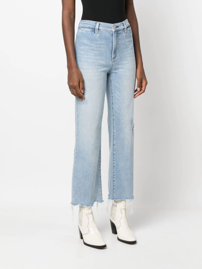 Shop Alice And Olivia Gorgeous Raw-cut Gaucho Jeans In Blue