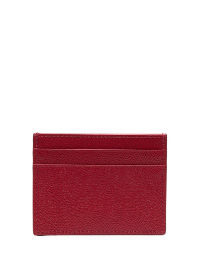 Shop Dolce & Gabbana Logo-plaque Leather Cardholder In Red