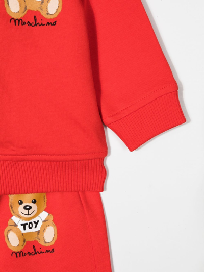 Shop Moschino Teddy Bear Cotton Tracksuit Set In Red