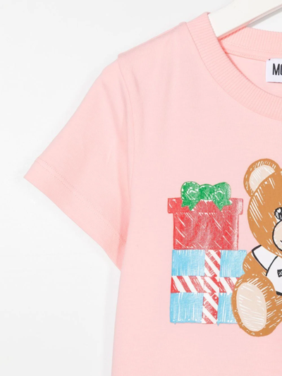 Shop Moschino Teddy Logo-print T-shirt In Pink