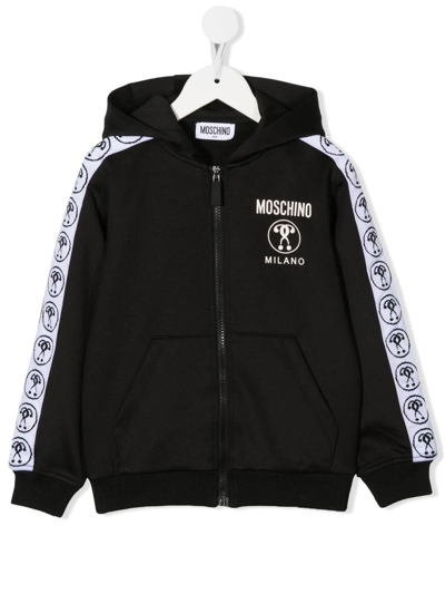 Shop Moschino Logo-trimmed Hoodie In Black