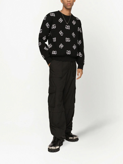 Shop Dolce & Gabbana Dg-logo Jacquard Sweatshirt In Black