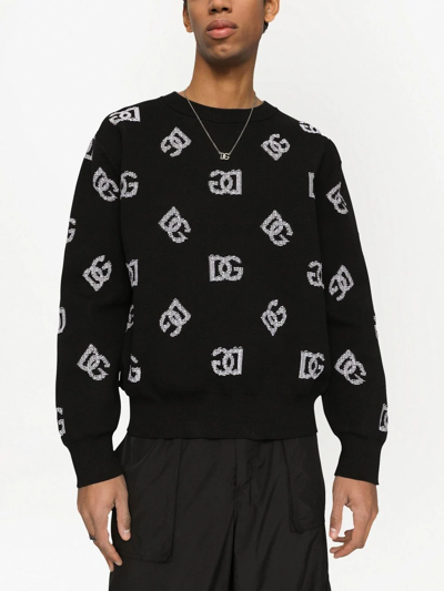 Shop Dolce & Gabbana Dg-logo Jacquard Sweatshirt In Black