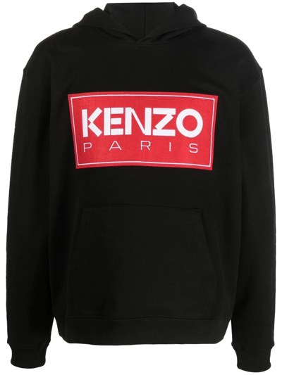 Shop Kenzo Logo-print Detail Hoodie In Black