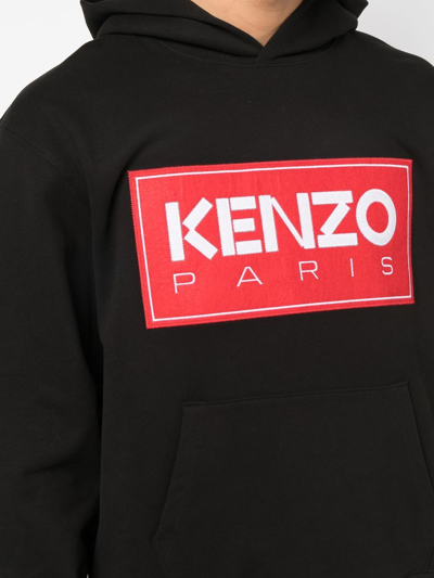 Shop Kenzo Logo-print Detail Hoodie In Black