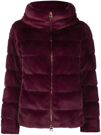 Shop Herno Faux Fur Padded Jacket In Rosa