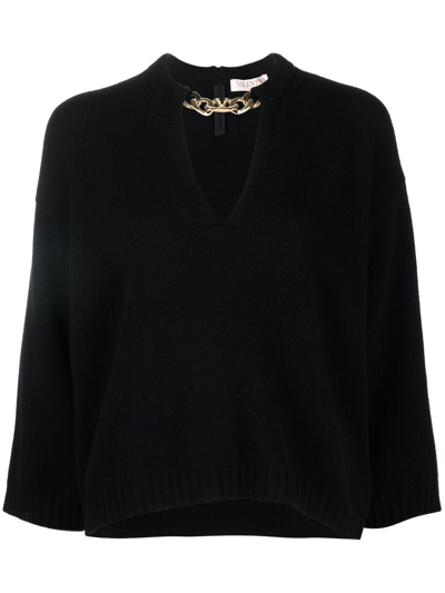 Shop Valentino V-neck Sweater In Nero