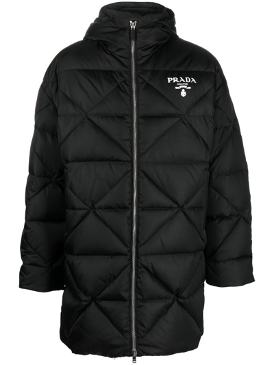 Shop Prada `re-nylon` Down Jacket In Nero