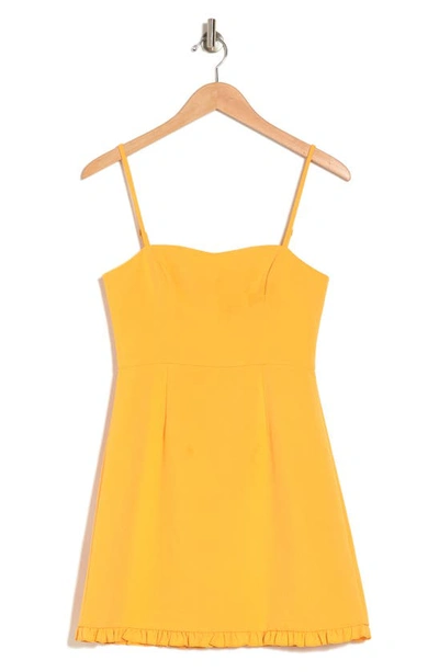 Shop French Connection Whisper Sweetheart Ruffle Minidress In Beeswax Orange