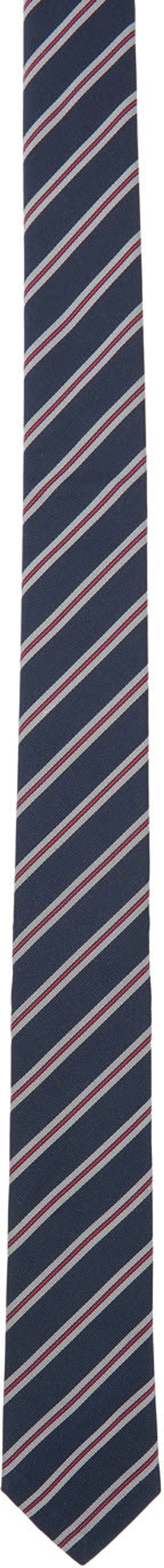 Shop Thom Browne Navy Stripe Tie In 415 Navy