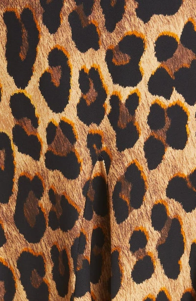 Shop Alice And Olivia Ginny Godet Minidress In Spotted Leopard Dark Tan