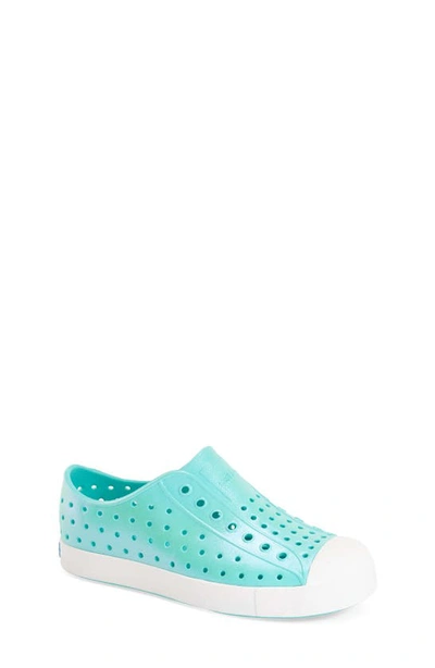 Shop Native Shoes Jefferson Iridescent Slip-on Sneaker In Atlantis Blue/ Shell White