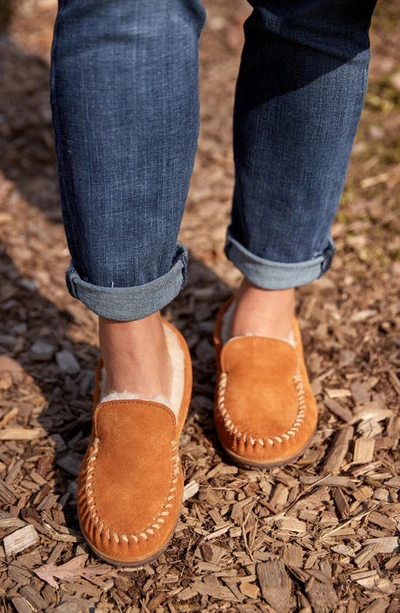 Minnetonka Terese Genuine Shearling Loafer In Brown 2