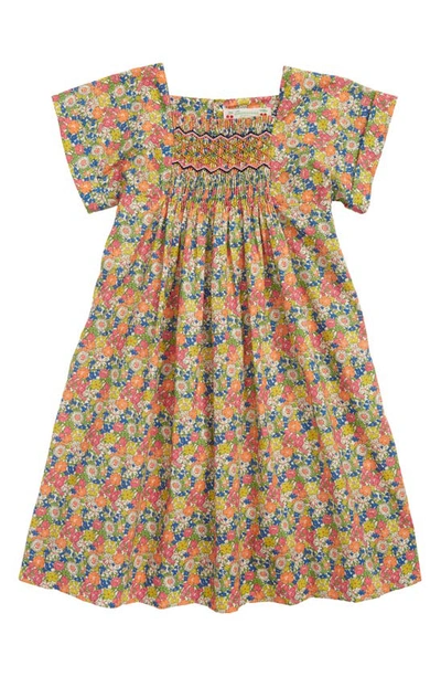 Shop Bonpoint Kids' Liberty Floral Print Smocked Cotton Dress In Floral Multicolor