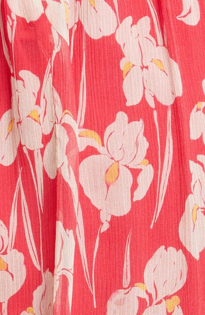 Shop Jason Wu Iris Print Smocked Waist Silk Chiffon Dress In Hibiscus