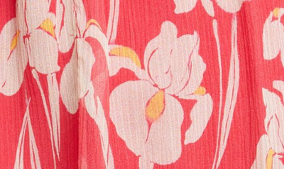 Shop Jason Wu Iris Print Smocked Waist Silk Chiffon Dress In Hibiscus