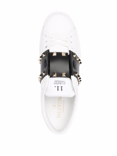 Shop Valentino Rockstud Untitled Leather Sneakers In White