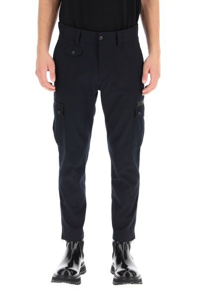 Shop Dolce & Gabbana Cotton Cargo Trousers In Blu
