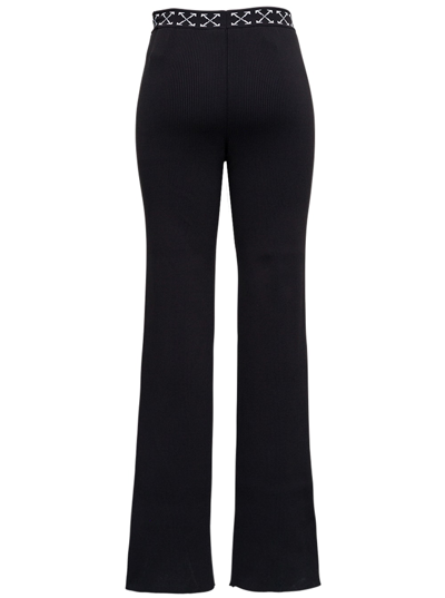 Shop Off-white Black Stretch Fabric Pants With Logo Band In Nero