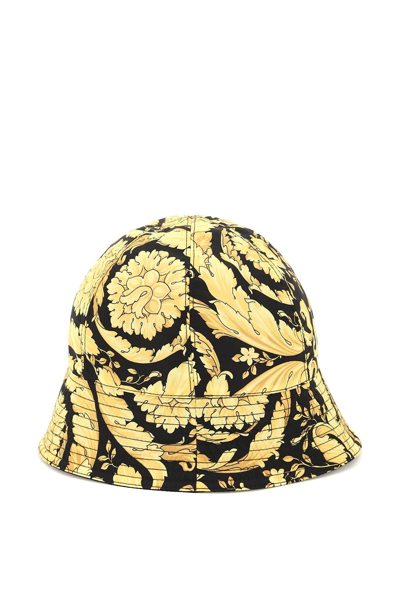Shop Versace Barocco Print Bucket Hat In Nero E Oro
