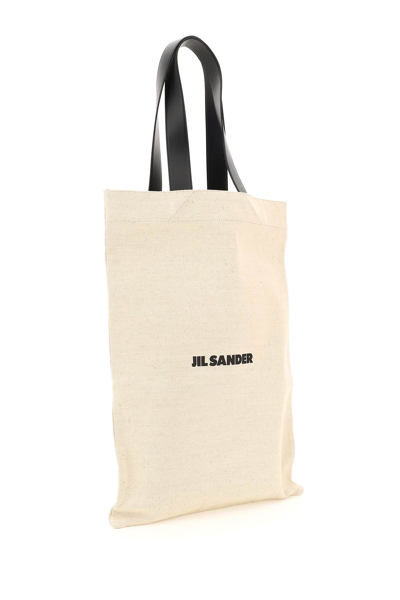 Shop Jil Sander Extra Large Canvas Tote Bag In Bianco