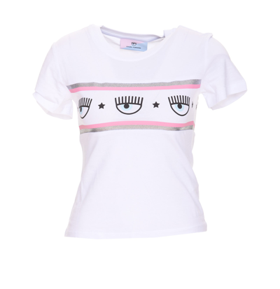 Shop Chiara Ferragni Maxi Logomania T-shirt In Bianco