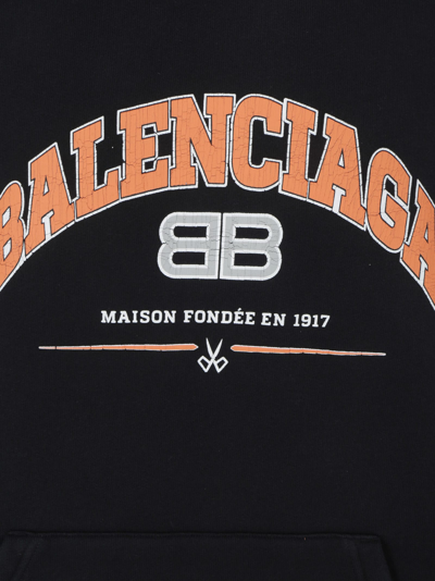 Shop Balenciaga Hoodie In 1074 Black/orange/white