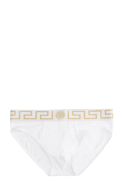 Shop Versace Lingerie In White Cotton In Bianco E Oro