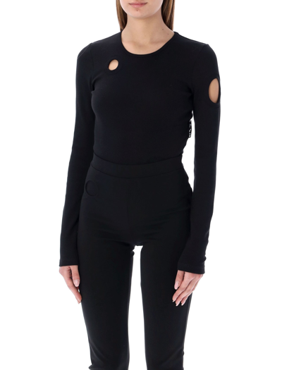 Shop Off-white Meteor Ribbed L/s Bodysuit In Black