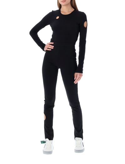 Shop Off-white Meteor Ribbed L/s Bodysuit In Black