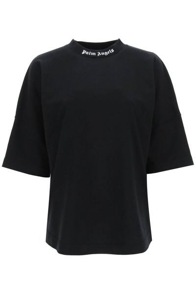 Shop Palm Angels Logo Print T-shirt In Black White