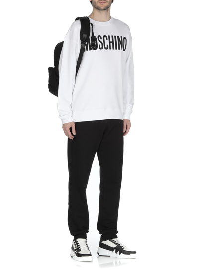 Shop Moschino Logo Sweatshirt In Bianco