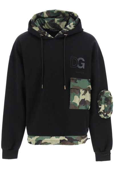 DOLCE & GABBANA HOODED SWEATSHIRT WITH CAMOUFLAGE DETAILS 