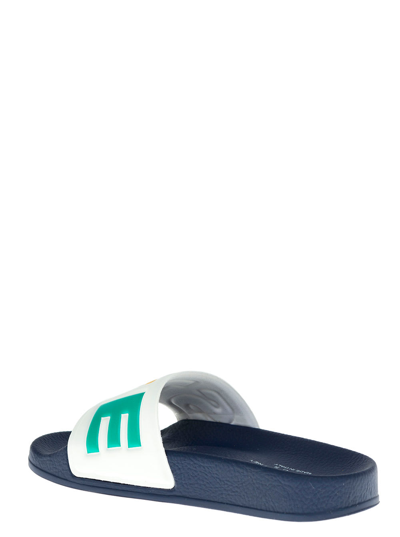 Shop Stella Mccartney Mulitcolor Rubber Slide Sandals With Logo In Multi-colore