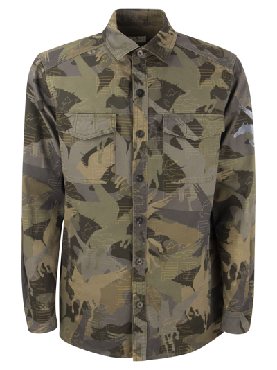 Shop Etro Pegaso Camouflying Shirt In Militare
