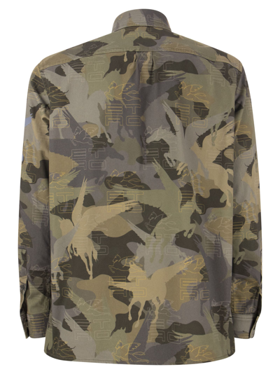 Shop Etro Pegaso Camouflying Shirt In Militare