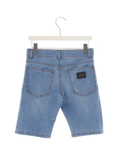 Shop Dolce & Gabbana Denim Bermuda Shorts In Light Blue