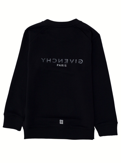 Shop Givenchy Boy Blend Cotton Black Sweatshirt With Logo Print In B Nero