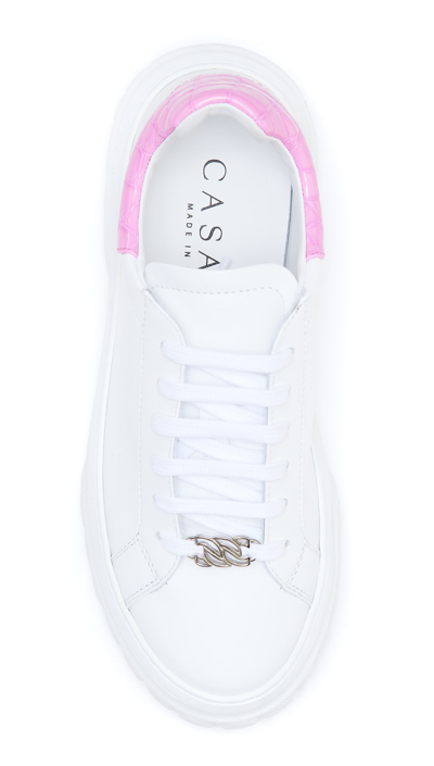 Shop Casadei Off Road Lacroc Sneakers In Bianco/rosa