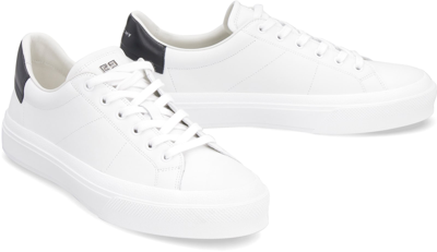 Shop Givenchy City Leather Sneakers In Bianco/nero
